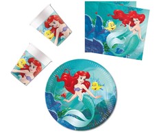 Disney princesės Arielės smalsuolių vakarėlių rinkinys, 36 dalys, su 23 cm lėkštėmis