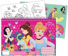 „Disney Princess Spring“ A/4 spiralinis eskizų sąsiuvinis su 40 lapų ir lipdukais