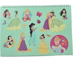 „Disney Princess Spring“ A/4 spiralinis eskizų sąsiuvinis su 40 lapų ir lipdukais