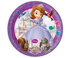 Disney Sofijos draugų popierinės lėkštės, 8 vnt., 23 cm