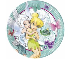 Disney Tinker Bell Pasakų šalies popierinės lėkštės, 8 vnt., 23 cm