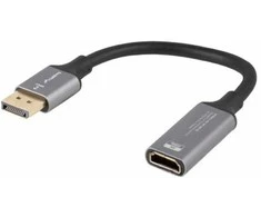 ADAPTER DISPLAYPORT(M)->HDMI(F) 4K NA KABLU 20CM Sidabrinis LANBERG