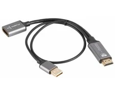 Lanberg adapter HDMI - Displayport 4K 20cm sidabrinė