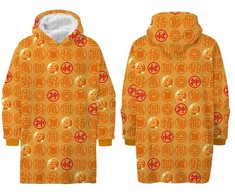„Dragon Ball Zenkai“ suaugusiųjų nešiojamas pamušalu apklotas su šerpų vilna, pončas