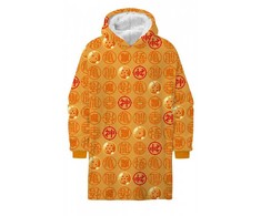 „Dragon Ball Zenkai“ užmaunamas pamušalu iš šerpų vilnos pagamintas pledas, pončas