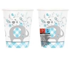 Dramblio formos mėlyni popieriniai puodeliai, 8 vnt., 266 ml