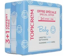 Topicrem BABY water-based cleansing wipes, pack of 4 x 60 units