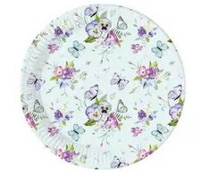 Drugelio turkio spalvos popierinės lėkštės, 8 vnt., 20 cm, FSC