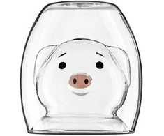 Dvigubos sienelės stiklinės PIGGY