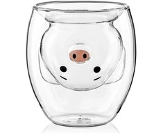 Dvigubos sienelės stiklinės PIGGY