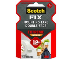 3M Scotch Fix Extr. Double-Sided Mounting Tape, Baltas 19mmx1.8m