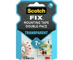 3M Scotch Fix skaidri Dvipusė lipni juosta 19mm x 1,5m