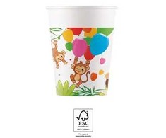 Džiunglių balionų popieriniai puodeliai, 8 vnt., 200 ml, FSC