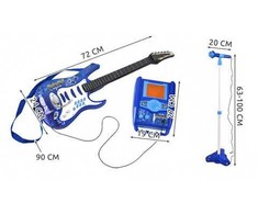 Žaislinė elektrinė gitara su mikrofonu ir stiprintuvu Iso Trade mx-17366, mėlyna