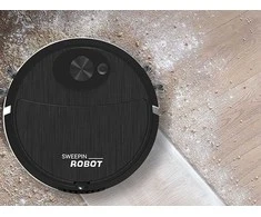 Dulkių siurblys-šluota robotas su dvejomis šluotelėmis, 17.5 cm, juodas