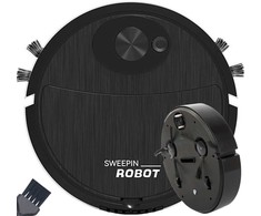 Dulkių siurblys-šluota robotas su dvejomis šluotelėmis, 17.5 cm, juodas