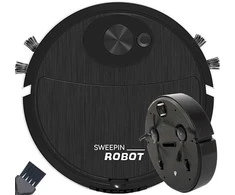 Dulkių siurblys-šluota robotas su dvejomis šluotelėmis, 17.5 cm, juodas