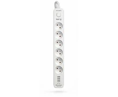 KERG maitinimo lizdas su automatiniu jungikliu – 6 lizdai, 3 USB, 16A, 1,5 m