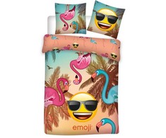 „Emoji Summer“ patalynės komplektas 140–200 cm, 63–63 cm mikropluošto