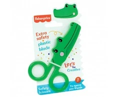 Fisher-Price krokodilų formos saugos žirklės 13 cm