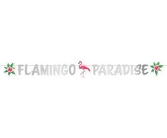 Flamingo „Flamingo Paradise“ popierinė iškaba, 135 cm