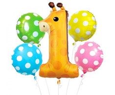 GoDan Foil Balloons -Zyrafa rinkinio skaitmuo 1, 5vnt BZ-HZR1