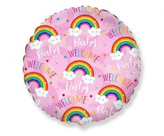 Folinis balionas „Baby Welcome“ 46 cm (WP) rožinis