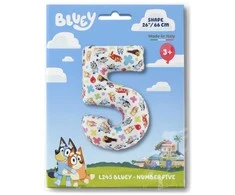 Folinis balionas „Bluey Friends“ – skaičius 5, 66 cm