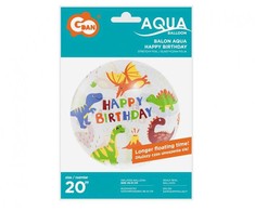 Folinis balionas „Dinozauras Aqua“ su gimtadieniu, 46 cm