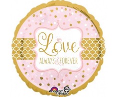 Usorteret Folieballon rund Love always &amp; forever 71 cm