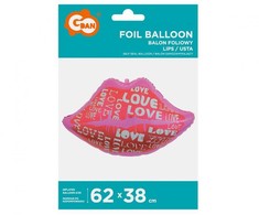 Folinis balionas „Meilės lūpos ir meilė“, 62 cm