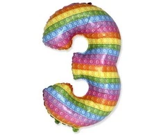 Folinis balionas „Number Pop It“ – skaičius 3, 69 cm (WP)