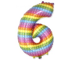 Folinis balionas „Number Pop It“ – skaičius 6, 69 cm (WP)