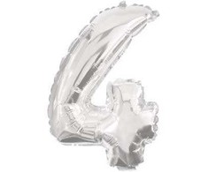 Folinis balionas „Skaičiai Mini 4“, 33 cm, sidabrinis