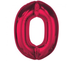 GoDan Foil balionas numeris 0 raudonas Smart 92cm