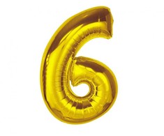 GoDan Išmanusis folijos balionas numeris 6 auksinis 92cm