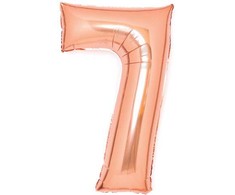 Folinis balionas „Skaičius 7“, rožinio aukso spalvos, 66 cm