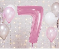 GoDan Foil balionas numeris 7 šviesiai rožinis Smart 92cm