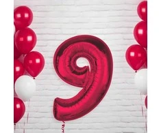 GoDan Foil balionas numeris 9 raudonas Smart 92cm