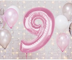 GoDan Foil balionas numeris 9 šviesiai rožinis Smart 92cm