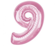 GoDan Foil balionas numeris 9 šviesiai rožinis Smart 92cm