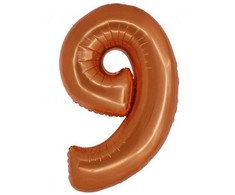 Folinis balionas „Skaičius 9“, vario spalvos, 76 cm