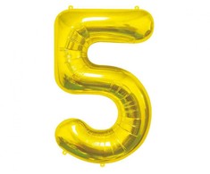 GoDan BALON foliowy Cyfra 5 auksinė 85 cm