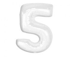 Folinis balionas „Skaičius B&amp;C“, baltas, skaičius 5, 92 cm