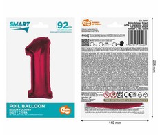 GoDan folijos balionas Nr. 1 Raudona Smart 92cm