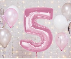 GoDan Foil balionas numeris 5 šviesiai rožinis Smart 92cm
