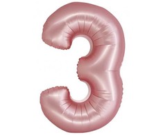 GoDan Smart folijos balionas, numeris 3, matinė rožinė, 76 cm GoDan
