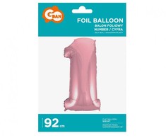 GoDan Folijos balionas "Cyfra 1", j. rožinė, 92 cm