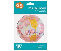Folinis balionas „Su gimtadieniu“ mergaitėms, 36 cm