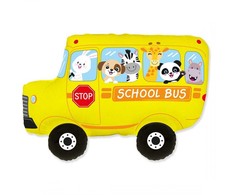 Folinis balionas „Transporto priemonė“ – geltonas mokyklinis autobusas, 80 cm (WP)